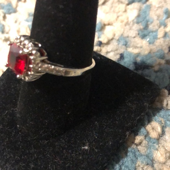 Garnet w/ White Topaz Ring - Picture 2 of 5